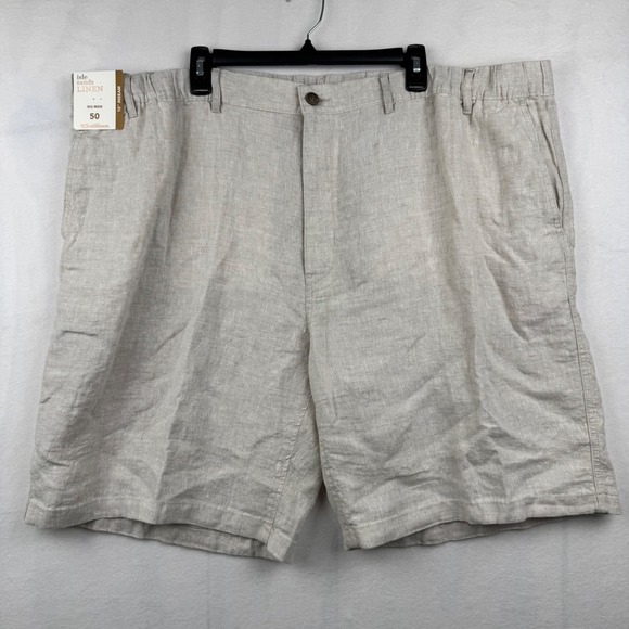 Isle Sands Linen Big Man Shorts 50 Beige Coastal Casual 10" Inseam New NWT - Picture 1 of 6